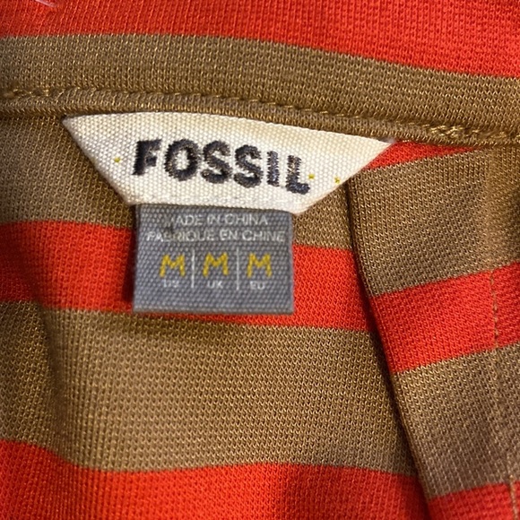 Fossil orange and khaki striped pencil skirt with exposed back zipper - Picture 8 of 9